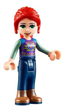 Mia, Dark Blue Trousers, Patterned Top